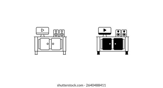tv stand set icon with white background vector stock illustration