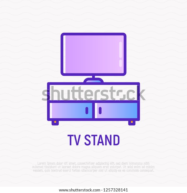 Tv Stand Thin Line Icon Modern Stock Vector Royalty Free 1257328141