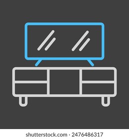 TV stand vector on dark background icon. Graph symbol for furniture, web site and apps design, logo, app, UI