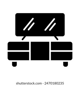 TV stand vector solid icon. Graph symbol for furniture, web site and apps design, logo, app, UI