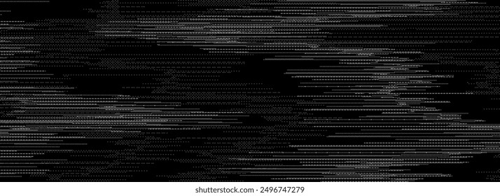 TV static noise texture. Damage, error, distorted VHS video screen overlay. Glitch pixelated random background. Black white grunge television interference. Vector digital pixel video effect backdrop