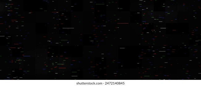 TV static noise texture template. Lost or bad signal concept. Rippled video tape background. Glitch vhs pixel snow noise wallpaper. Image distortion distressed backdrop effect. Vector illustration
