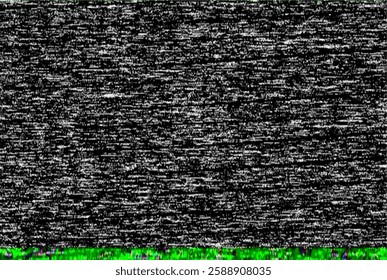 TV static noise vector texture. Television noise abstract grayscale glitch modern decoration background. VHS video signal with green grey stripes, interferences or glitches. Glitched vector noise.