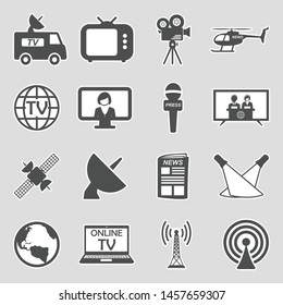 TV Station Icons. Sticker Design. Vector Illustration.