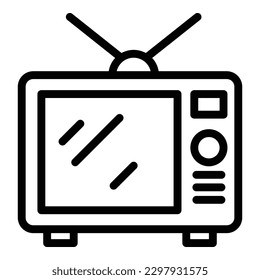 Vector de contorno de icono de flujo de tv. Personas en línea. Estancia de equipo