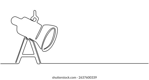 TV studio spot light continuous one line drawing, Spotlight Drawing, Spotlight, Light
