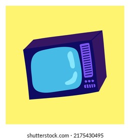 A TV In The Style Of The 90s On A Neon Background. Flat Vector Illustration