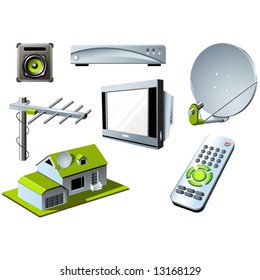 TV system - remote control, tv set and satellite