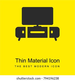 Tv table bright yellow material minimal icon or logo design
