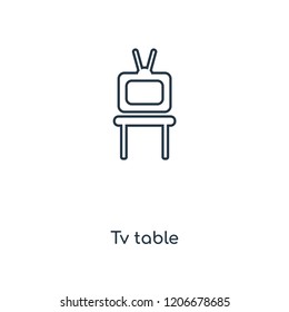 Tv table concept line icon. Linear Tv table concept outline symbol design. This simple element illustration can be used for web and mobile UI/UX.