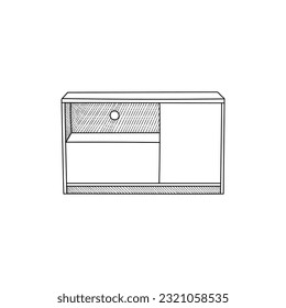 Tv Table with Drawer icon design, element graphic interior furniture illustration template