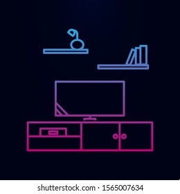 Tv table furniture book shelf nolan icon. Simple thin line, outline vector of household icons for ui and ux, website or mobile application