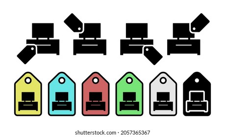 Tv table furniture glyph vector icon in tag set illustration for ui and ux, website or mobile application