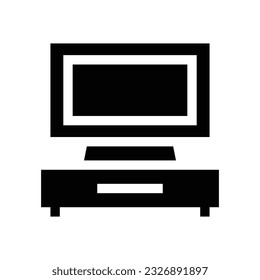 icono de estilo de glifo de tabla de tv para diseño gráfico, interfaz de usuario, medios sociales y móviles