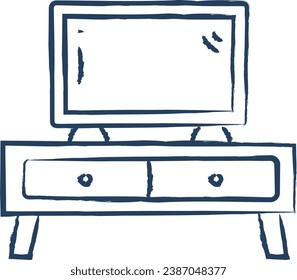 Tv Table hand drawn vector illustration