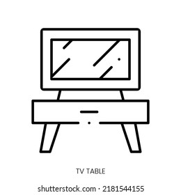 tv table icon. Linear style sign isolated on white background. Vector illustration