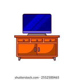 Ilustración de mesa de TV. Icono de mesa de TV. Mesa de TV Vector.