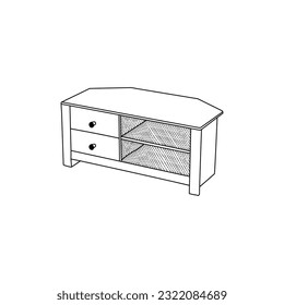 Tv Table interior furniture logo. creative line art style concept for furniture interior template