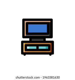 TV Table Interior Outline Icon Logo Vector Illustration
