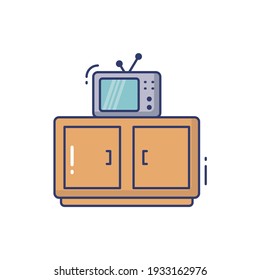 Tv table Line Icon Isolated On White Background