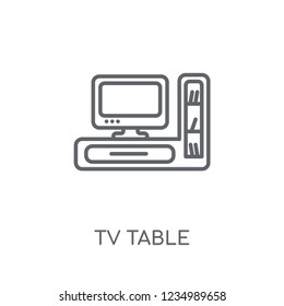 Tv table linear icon. Modern outline Tv table logo concept on white background from Furniture and Household collection. Suitable for use on web apps, mobile apps and print media.