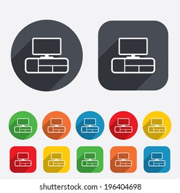 TV table sign icon. Modern furniture symbol. Circles and rounded squares 12 buttons. Vector