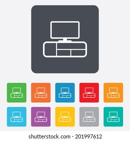 TV table sign icon. Modern furniture symbol. Rounded squares 11 buttons. Vector