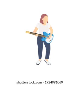 Tv talent show composition with female character of guitar player vector illustration