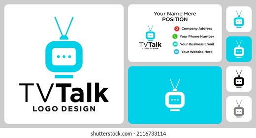 TV talk industry logo design with business card template.

