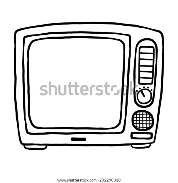 Tv Television Cartoon Vector Illustration Black 库存矢量图(免版税)202290310 ...