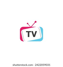 TV or Television channel icon logo design vector template
