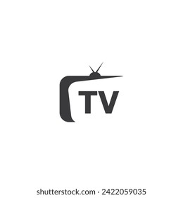 TV or Television channel icon logo design vector template