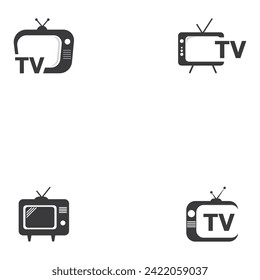 TV or Television channel icon logo design vector template