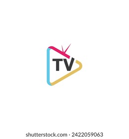 TV or Television channel icon logo design vector template