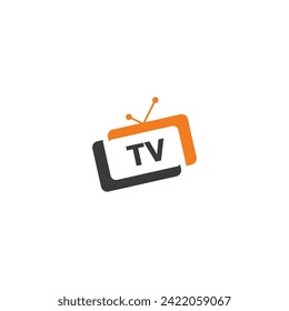 TV or Television channel icon logo design vector template