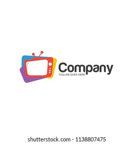 tv television electronic media logo icon vector template