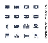 TV and television equipment vector icon set