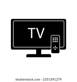 TV, TV-gefülltes Vektorzeichen, einzeln auf Weiß, Logo-Illustration.eps