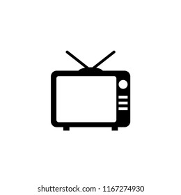 TV, Television. Flat Vector Icon illustration. Simple black symbol on white background. TV, Television sign design template for web and mobile UI element