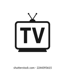 TV or television icon flat style isolated on white background. Vector illustration