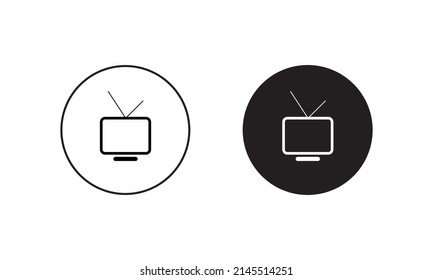 TV, Television Icon Vector in Circle Shape