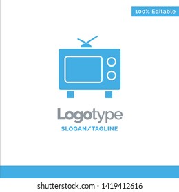 TV, Television, Media Blue Solid Logo Template. Place for Tagline
