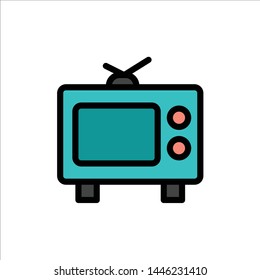 TV, Television, Media  Flat Color Icon. Vector icon banner Template