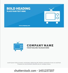 TV, Television, Media SOlid Icon Website Banner and Business Logo Template