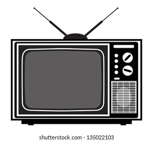 TV TELEVISION SILHOUETTE IN VINTAGE STYLE VECTOR