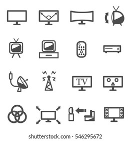 tv television technology icon set vector