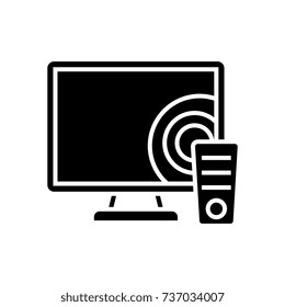 tv - televisor icon, vector illustration, black sign on isolated background