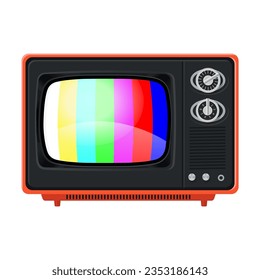 Gráfica de prueba de televisión. Tv retro negro, vista frontal. Estilo de dibujos animados vectores.