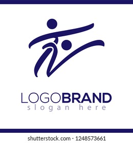 tv text logo with people dance vector
