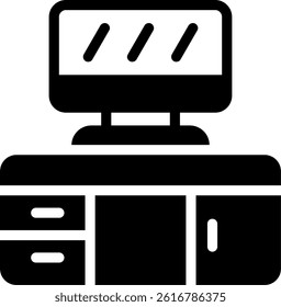 TV Time Glyph Vector Icon Design